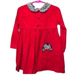 Mayfair kids red velvet dress pocket on front size 3T